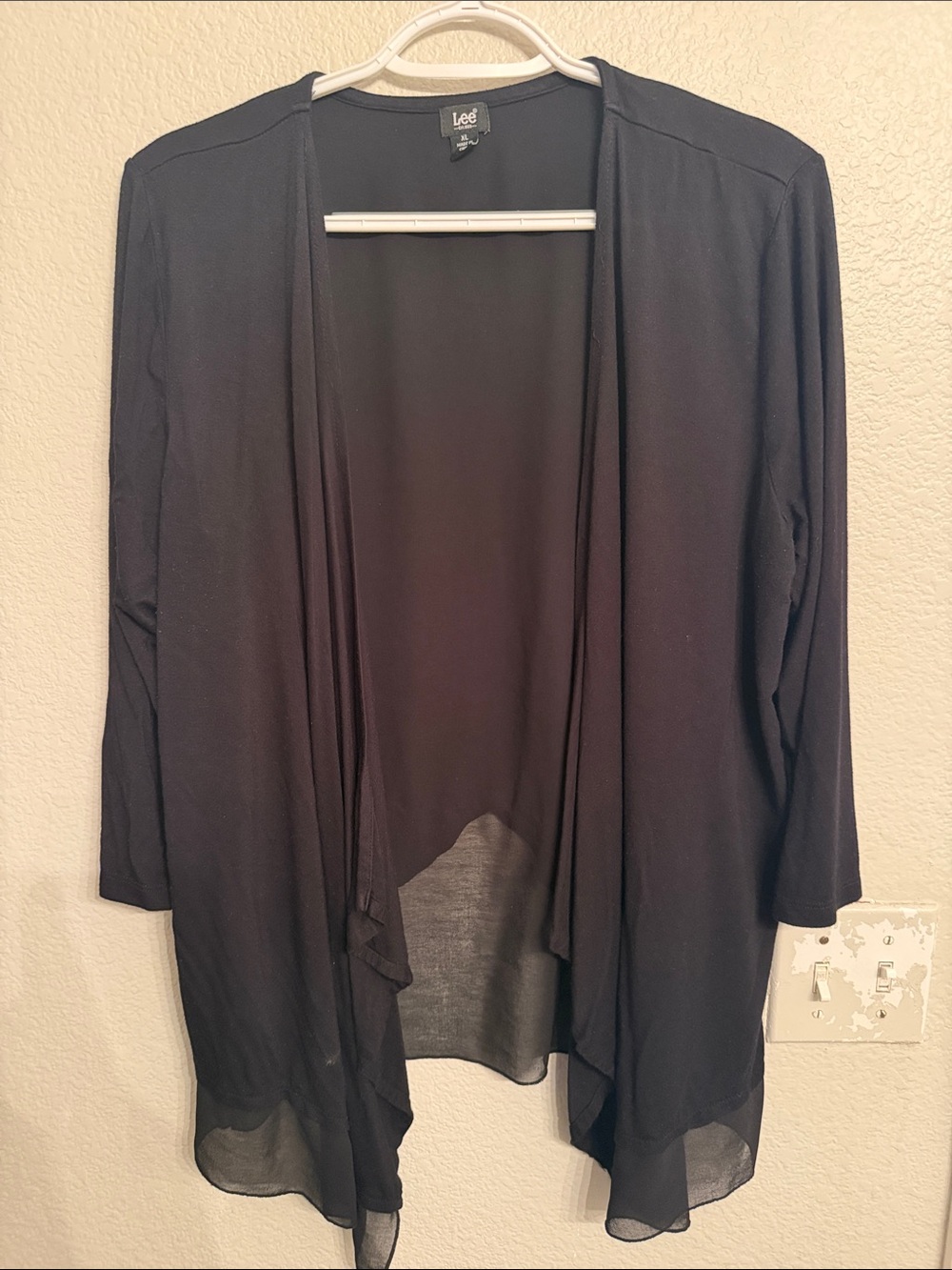 Lee Women's Black Open Drape Front Cardigan